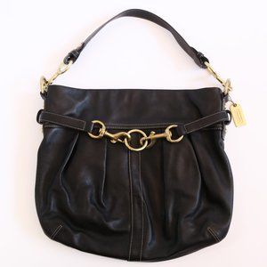 Coach | Ergo Pleated Black Leather Hobo Handbag